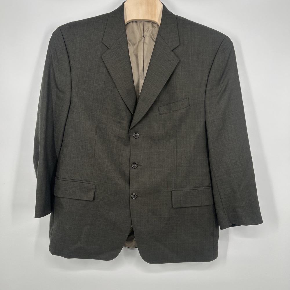 Chaps Ralph Lauren Men's 48R Gray Wool Cashmere Glen Plaid Blazer Sport Coat